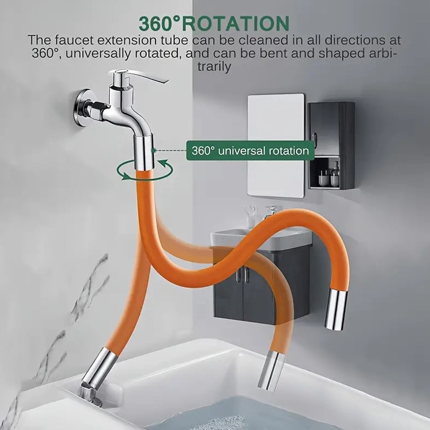 Flexible Water Tap Extender, 360° Bending Faucet Extension Tube with Connector (18cm) Flexible Water Tap Extender, 360° Bending Faucet Extension Tube with Connector (18cm)